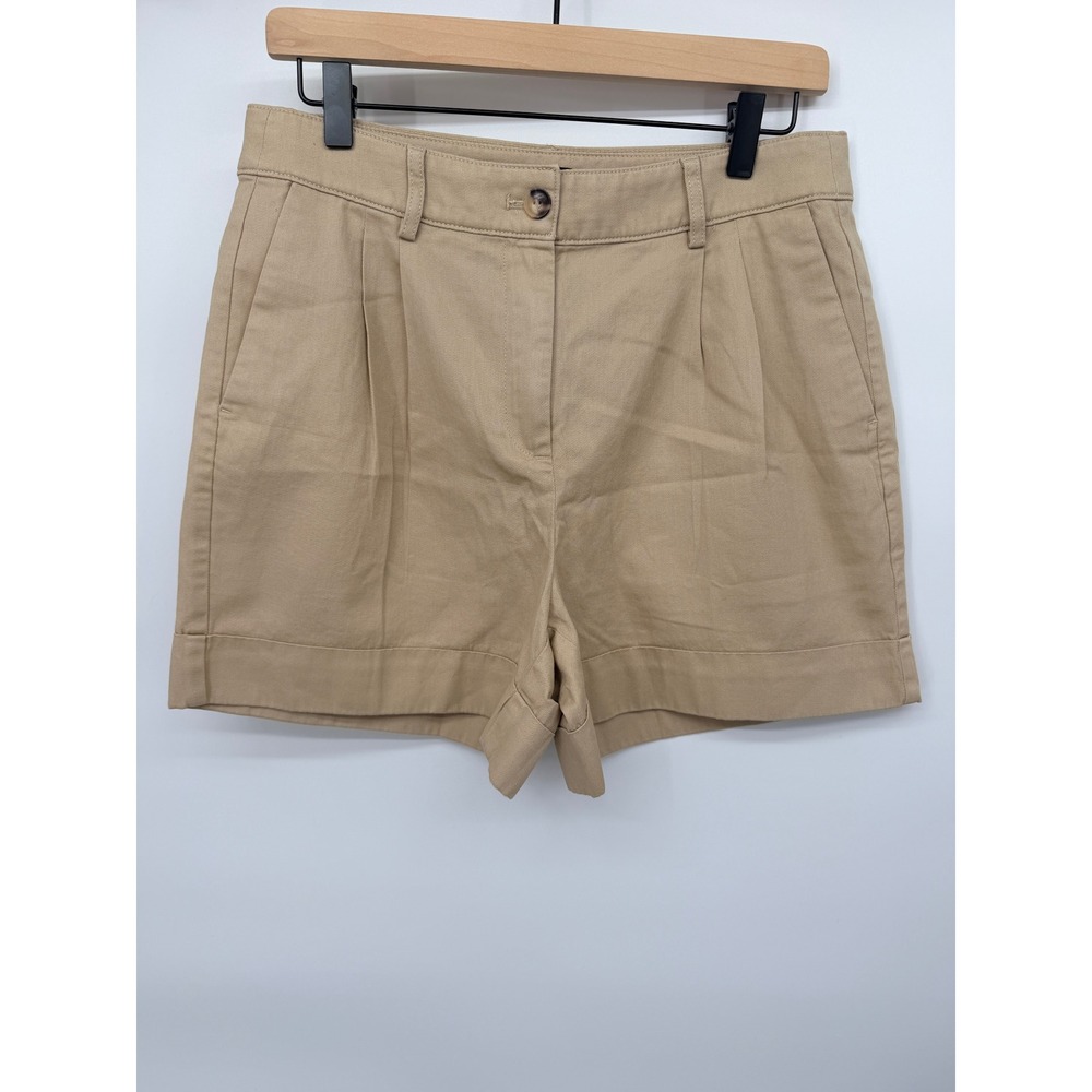 J.Crew Chino Shorts Womens 6 Khaki NEW Pleated Cuffed Twill BY446